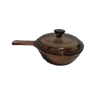 Corning Ware Visions Amber 0.5 L Pot With Pyrex P81C Lid Vintage,